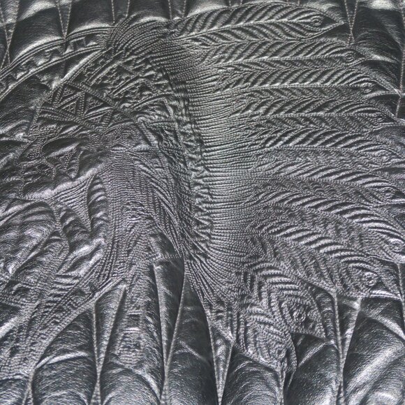 VTG 90s Max USA Leather Jacket Patterned Indian Head Cherokee Native American XL - Picture 3 of 9